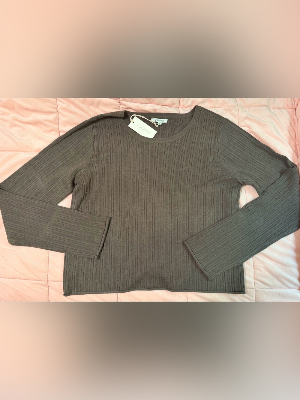 Z Supply Ribbed Crew Neck Sweater - Brown